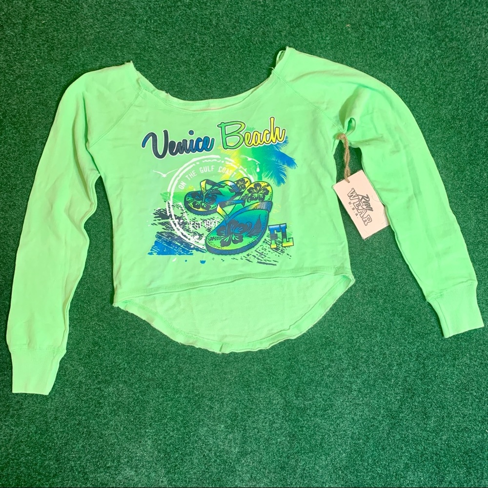 Virginia Beach Neon Green Slouch Sweatshirt M